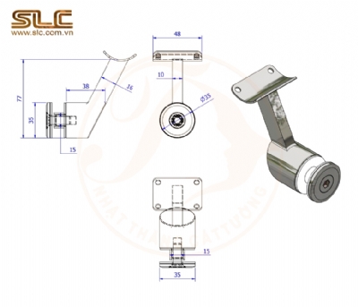 Tai liên kết tay vịn với kính D35 