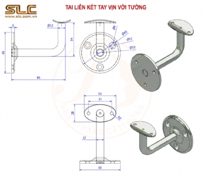 Tai liên kết tay vịn với tường – dạng cao cấp