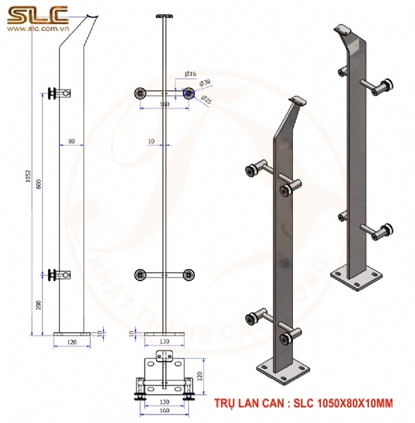 TRỤ LAN CAN 1050X80X10MM SX THEO ĐƠN ĐẶT HÀNG