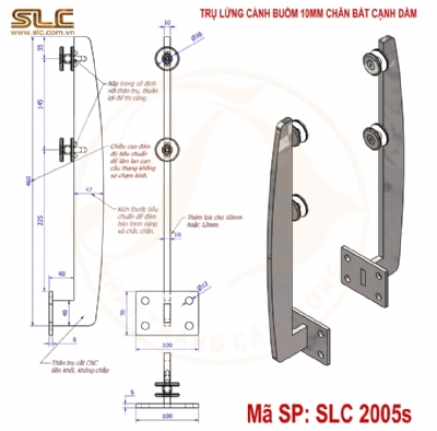 TRỤ LỪNG CÁNH BUỒM 10MM, CHÂN BẮT CẠNH SÀN SLC-2005S