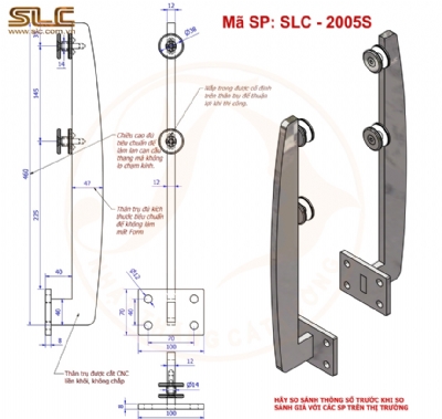 TRỤ CÁNH BUỒM 12MM, TRỤ LÙN LAN CAN KÍNH HÌNH CÁNH BUỒM CHÂN BẮT CẠNH, CAO 460MM