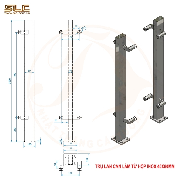 CÁC MẪU TRỤ LAN CAN LÀM TỪ HỘP INOX ĐẸP, CHẮC CHẮN, GIÁ HỢP LÝ CHO LAN CAN KÍNH VÀ LAN CAN INOX
