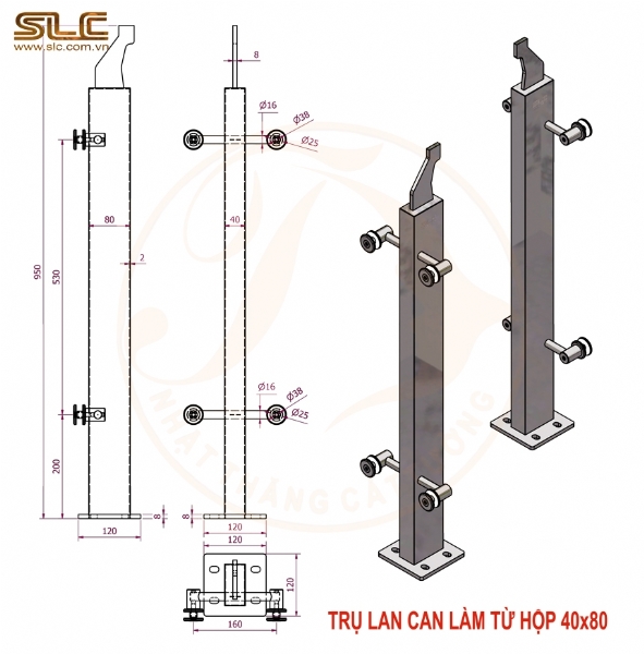 Các Mẫu Trụ Lan Can Kính Làm Từ Hộp Inox Đẹp, Chắc Chắn, Giá Hợp Lý