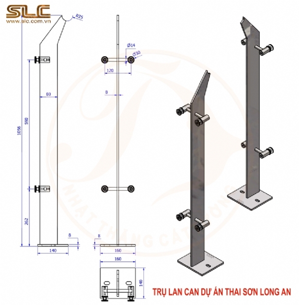 TRỤ LAN CAN KÍNH DỰ ÁN THÁI SƠN LONG AN