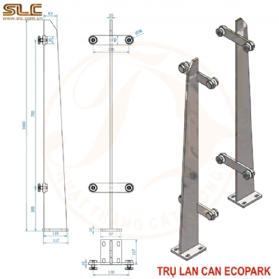 TRỤ LAN CAN KÍNH DA ECOPARK