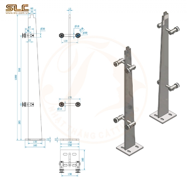 TRỤ LAN CAN KT 1000X110-60X12 DỰ ÁN CAO TẦNG