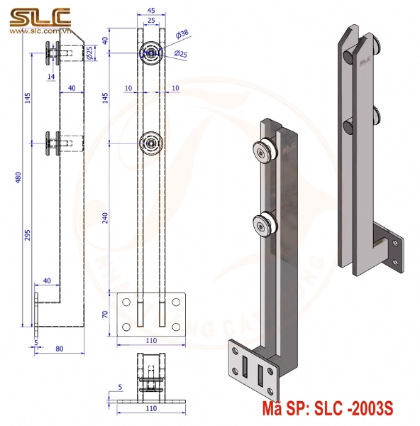 Trụ lùn lan can chân cạnh làm từ hộp 10x40