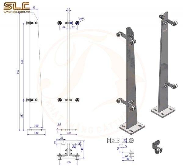 Trụ Lan Can Inox 12mm Cao Cấp – Giải Pháp Hoàn Hảo Cho Lan Can Kính Bể Bơi Và Sân Thượng