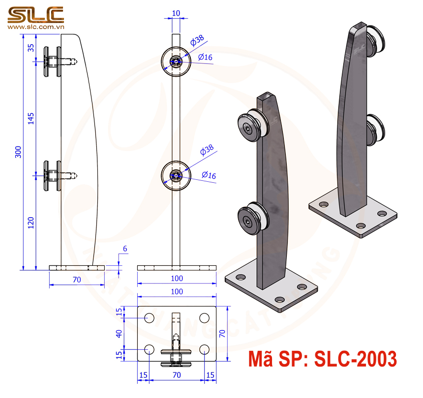 Trụ lan can cánh buồm 10mm