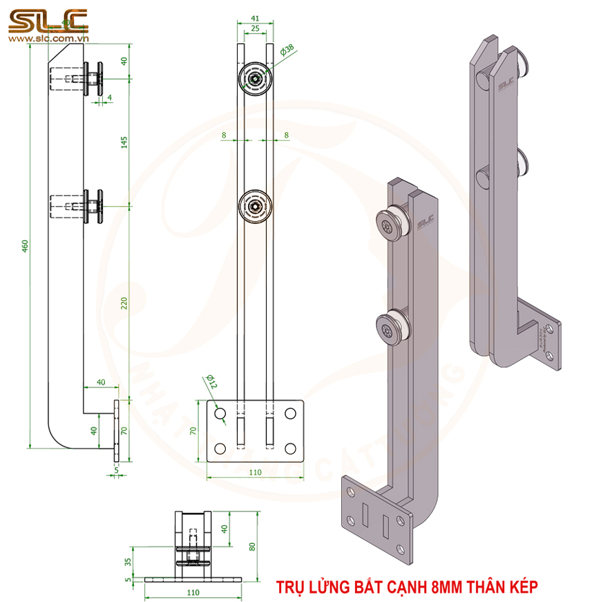 Trụ lùn 8 ly chân cạnh